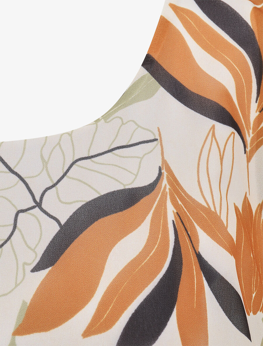 Top superposé stylisé imprimé feuilles - Beige - 3