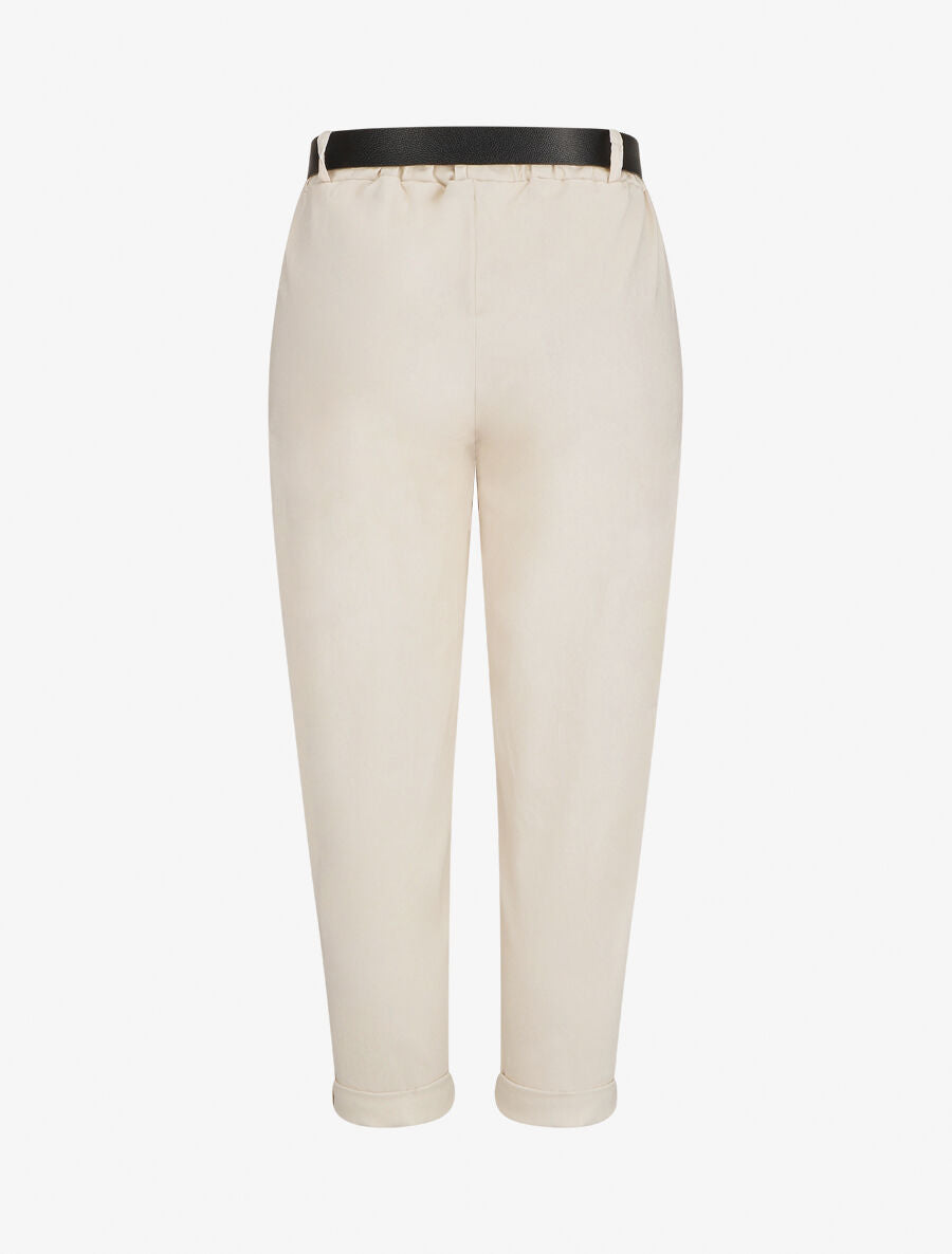 Pantalon 7/8 droit uni taille standard - Beige - 2