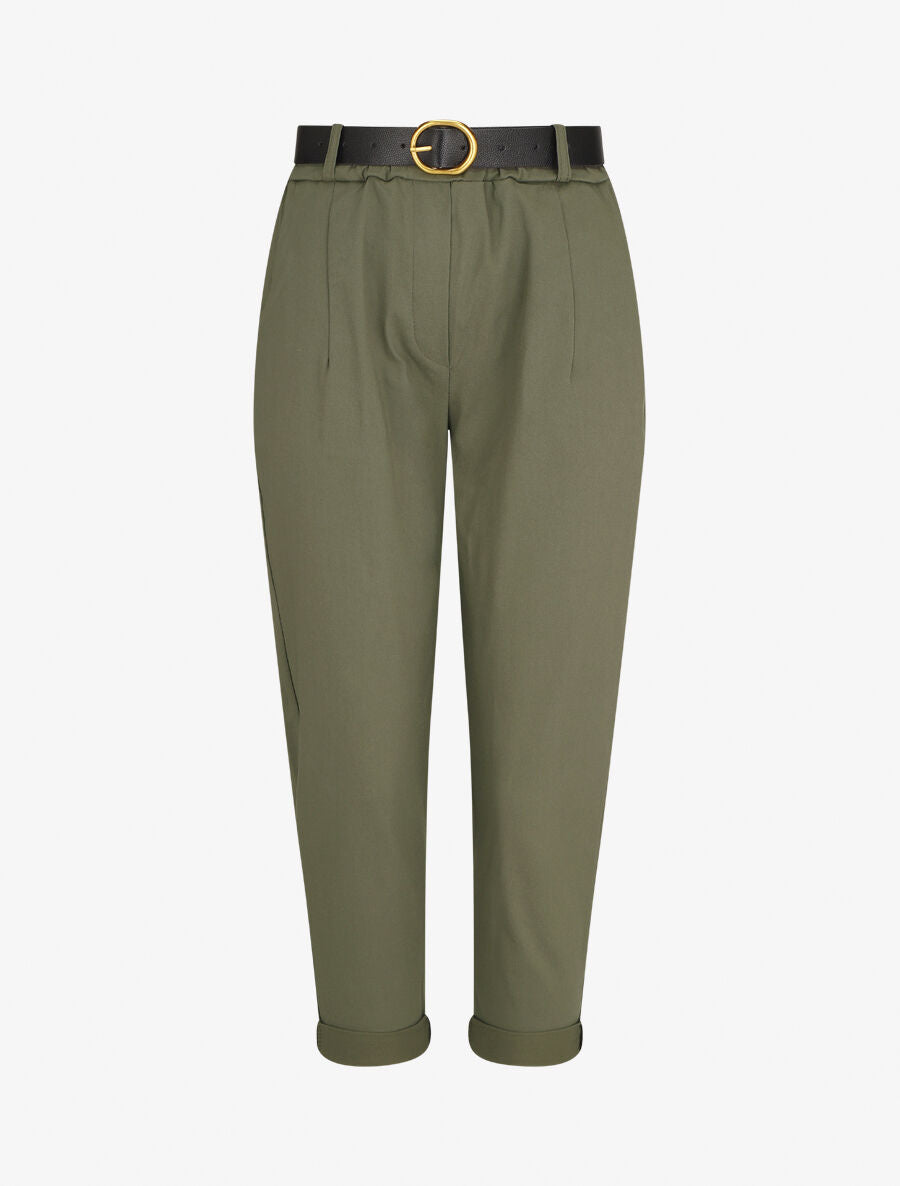 Pantalon 7/8 droit uni taille standard - Kaki - 4