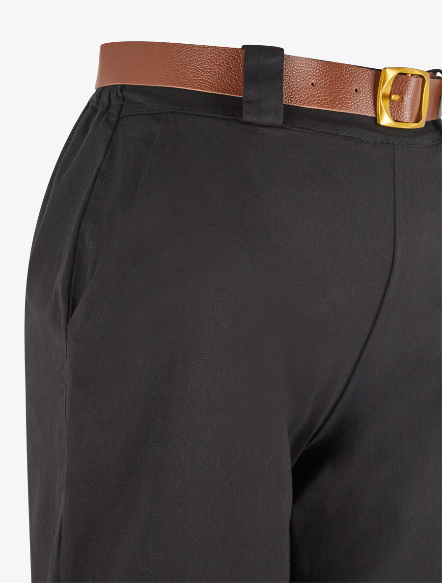 Short droit uni taille standard élastiquée - Noir - 3
