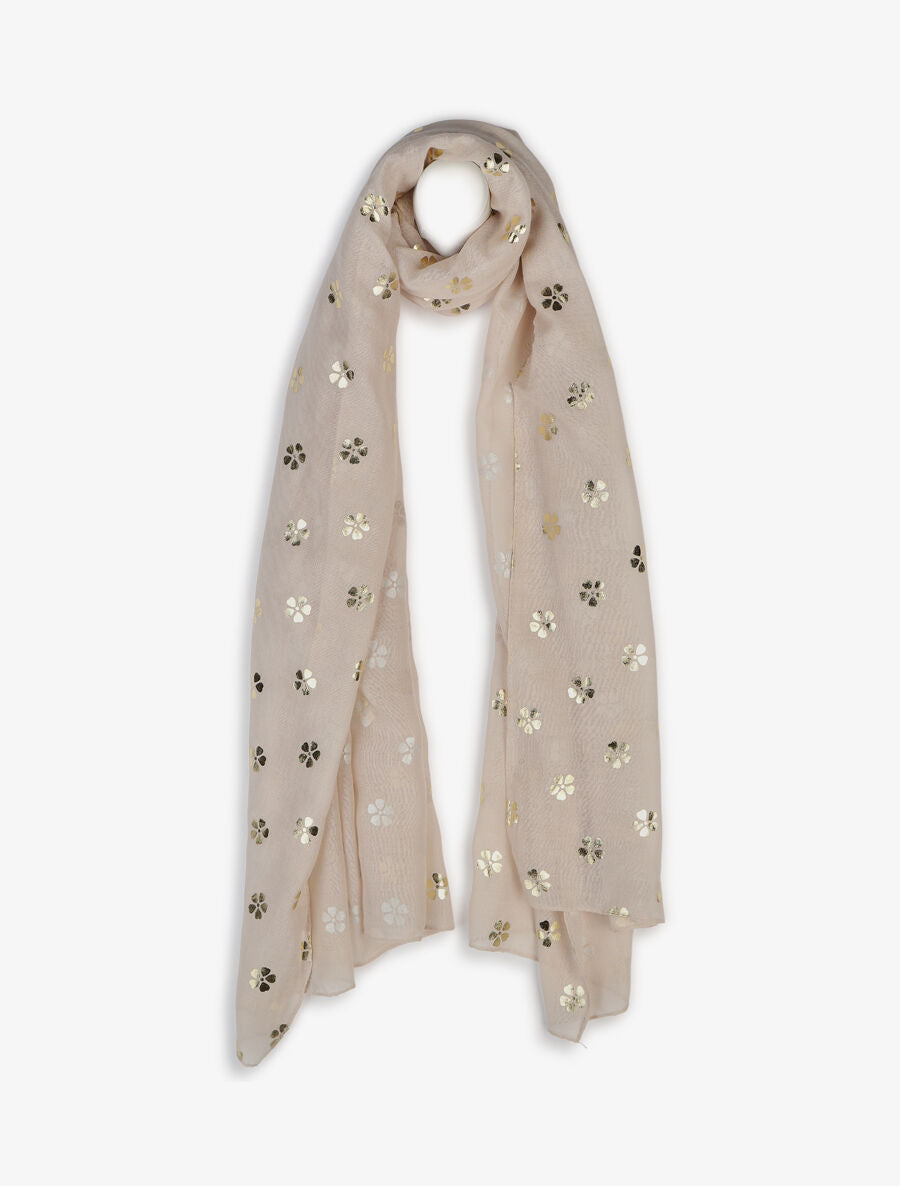 Foulard à fleurs irisées - Beige - 4