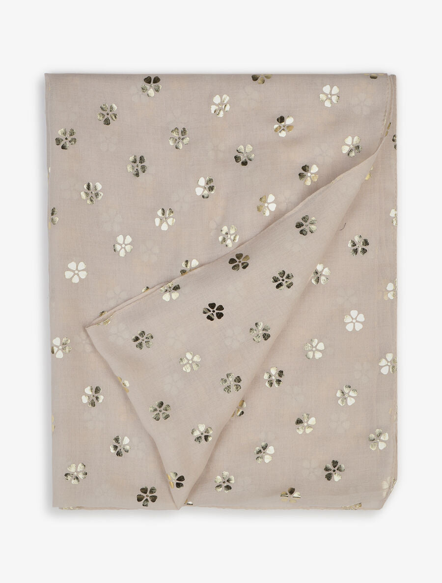 Foulard à fleurs irisées - Beige - 2