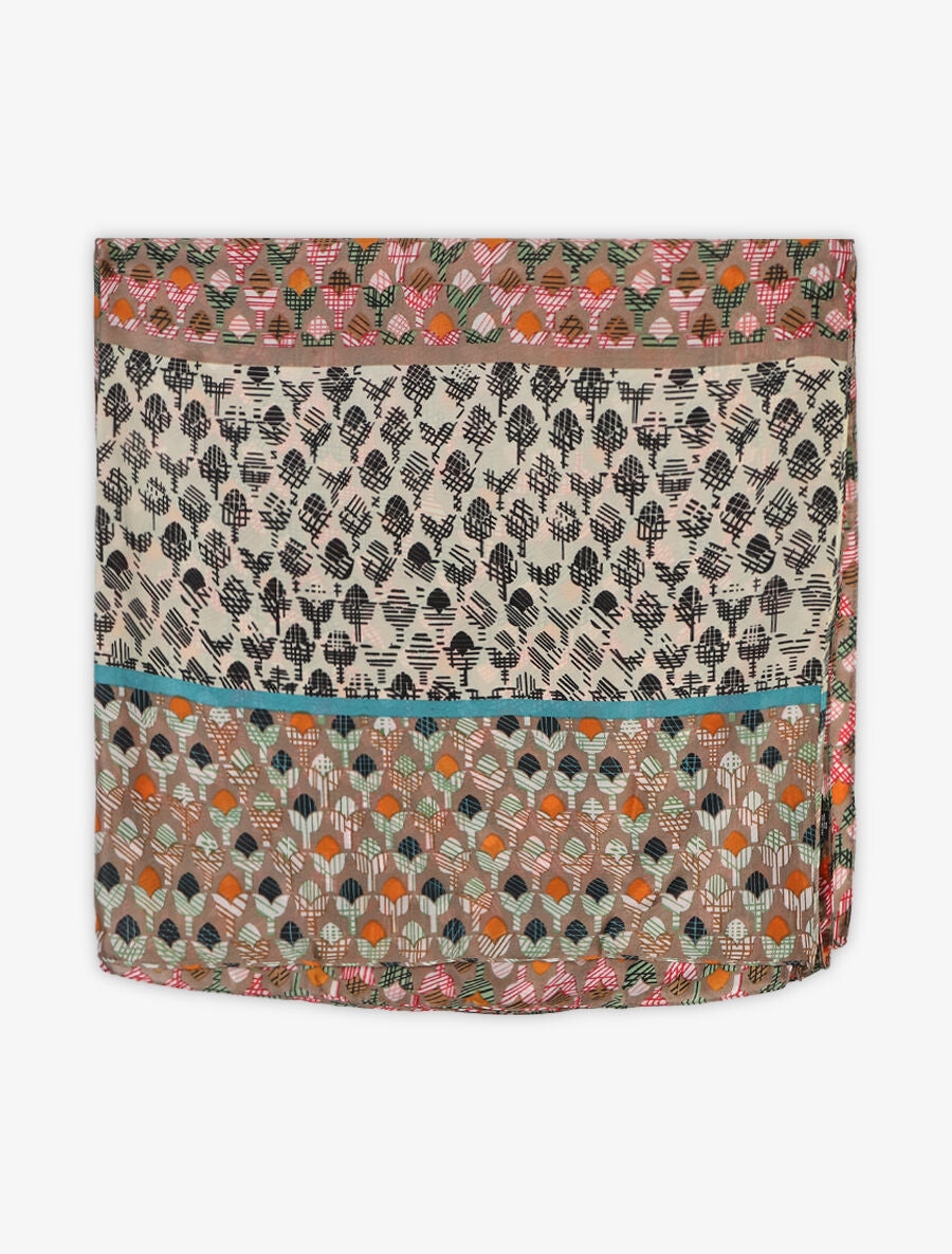 Foulard imprimé tulipes stylisées - Beige - 2