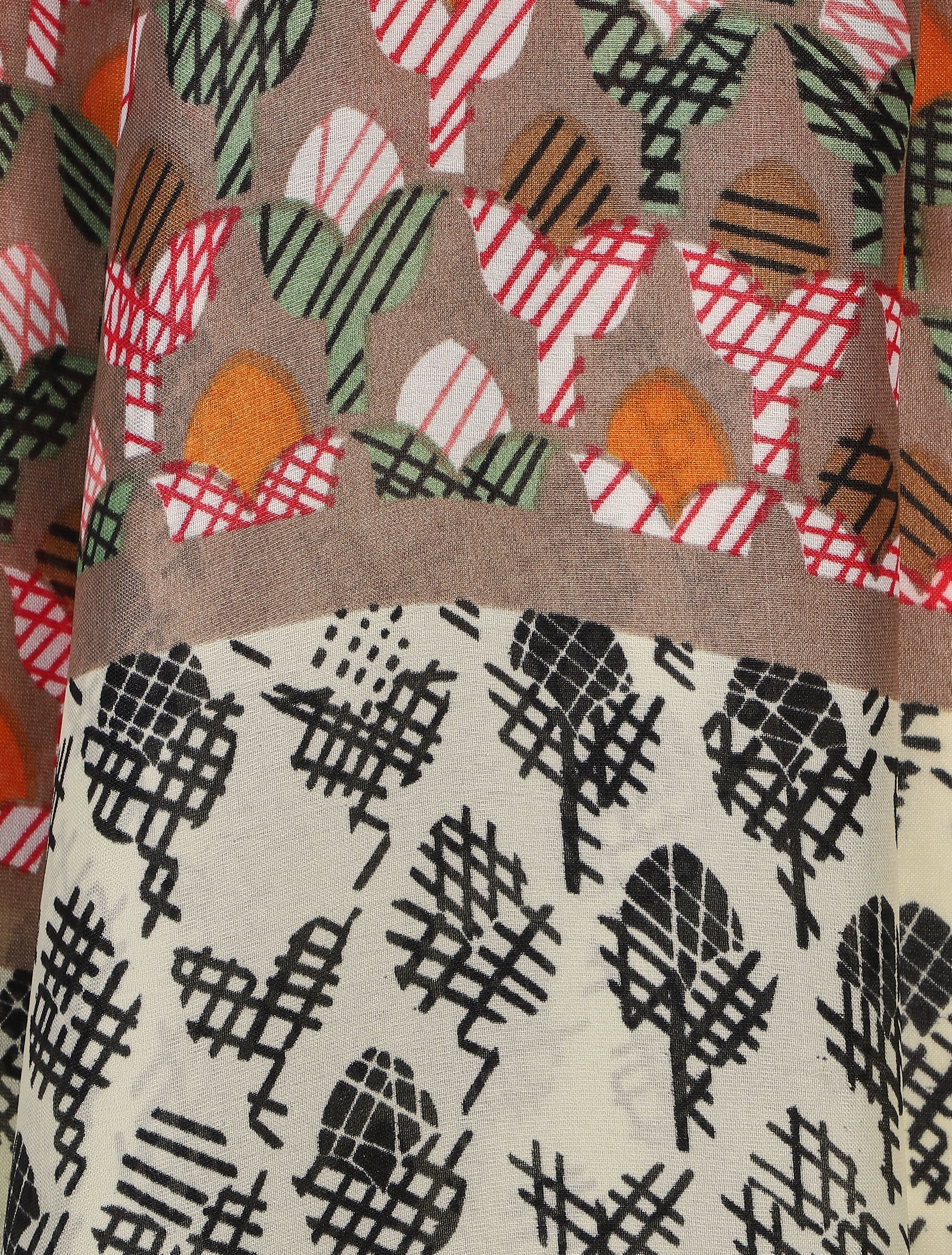 Foulard imprimé tulipes stylisées - Beige - 3