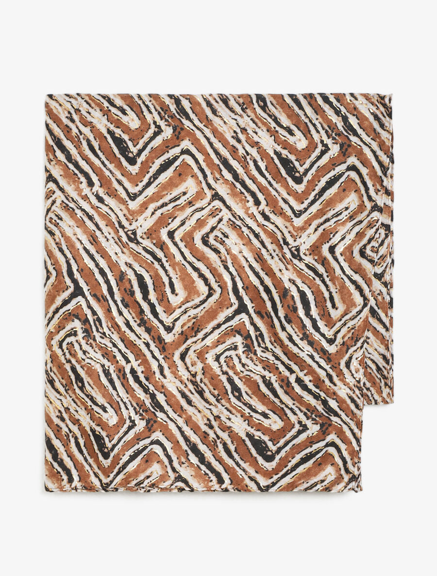 Foulard imprimé abstrait - Camel - 2