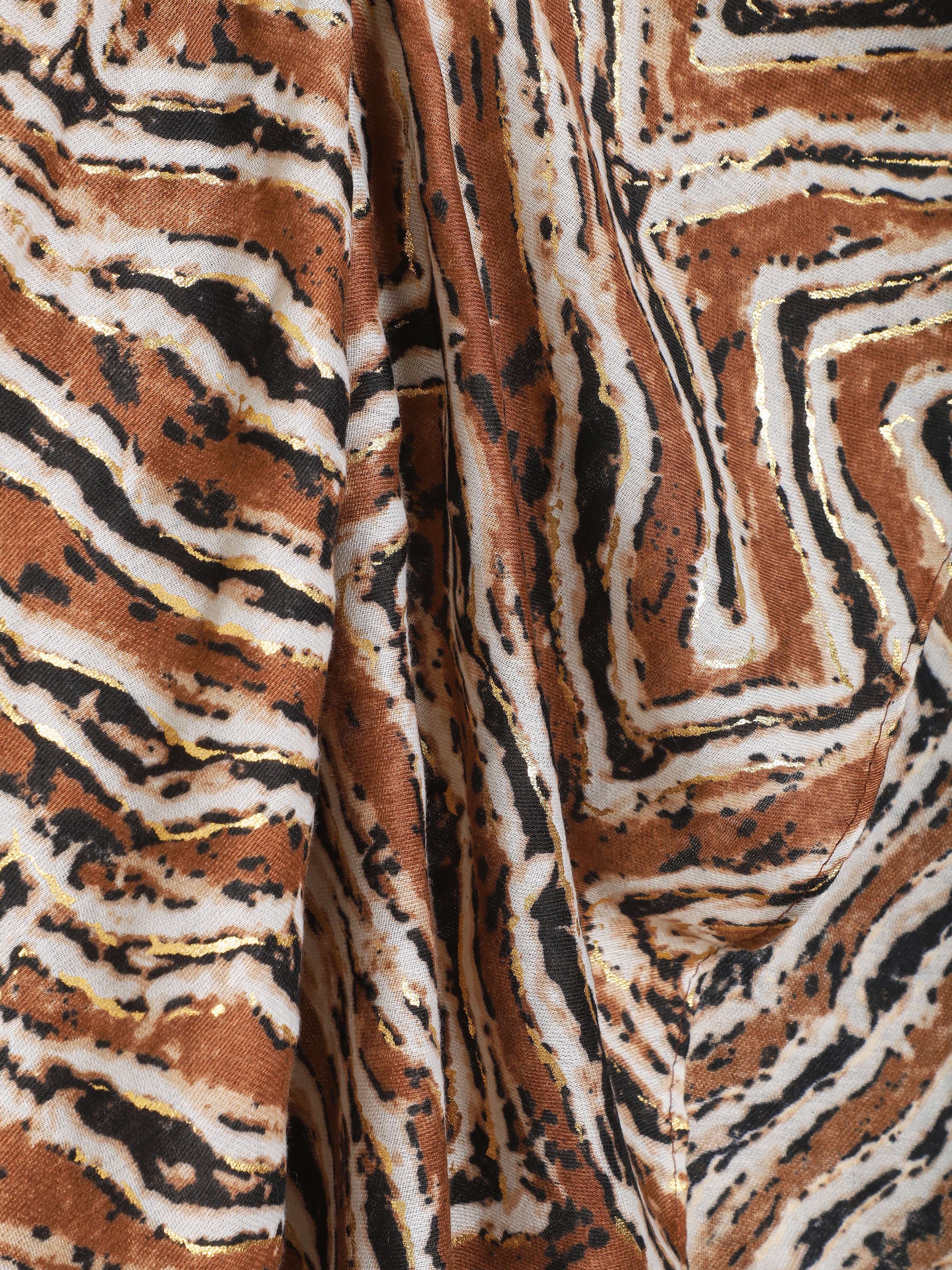 Foulard imprimé abstrait - Camel - 3