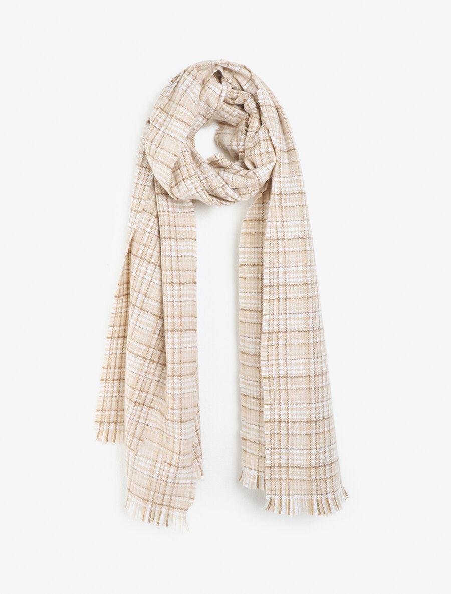 Echarpe imprimé tartan - Beige - 1