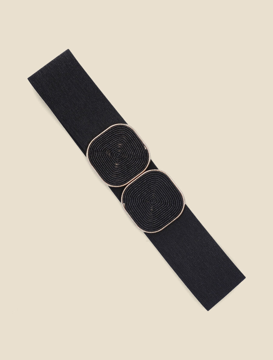 Ceinture irisée boucle fantaisie - Noir/or - 1