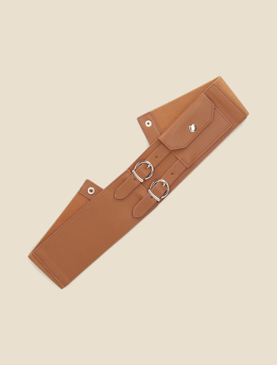 Ceinture en simili à pochette - Camel - 2