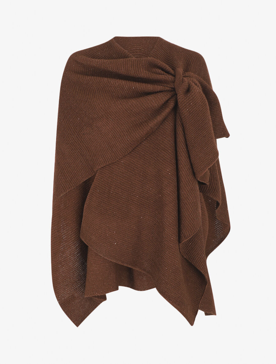 Châle en maille à paillettes - Marron - 1