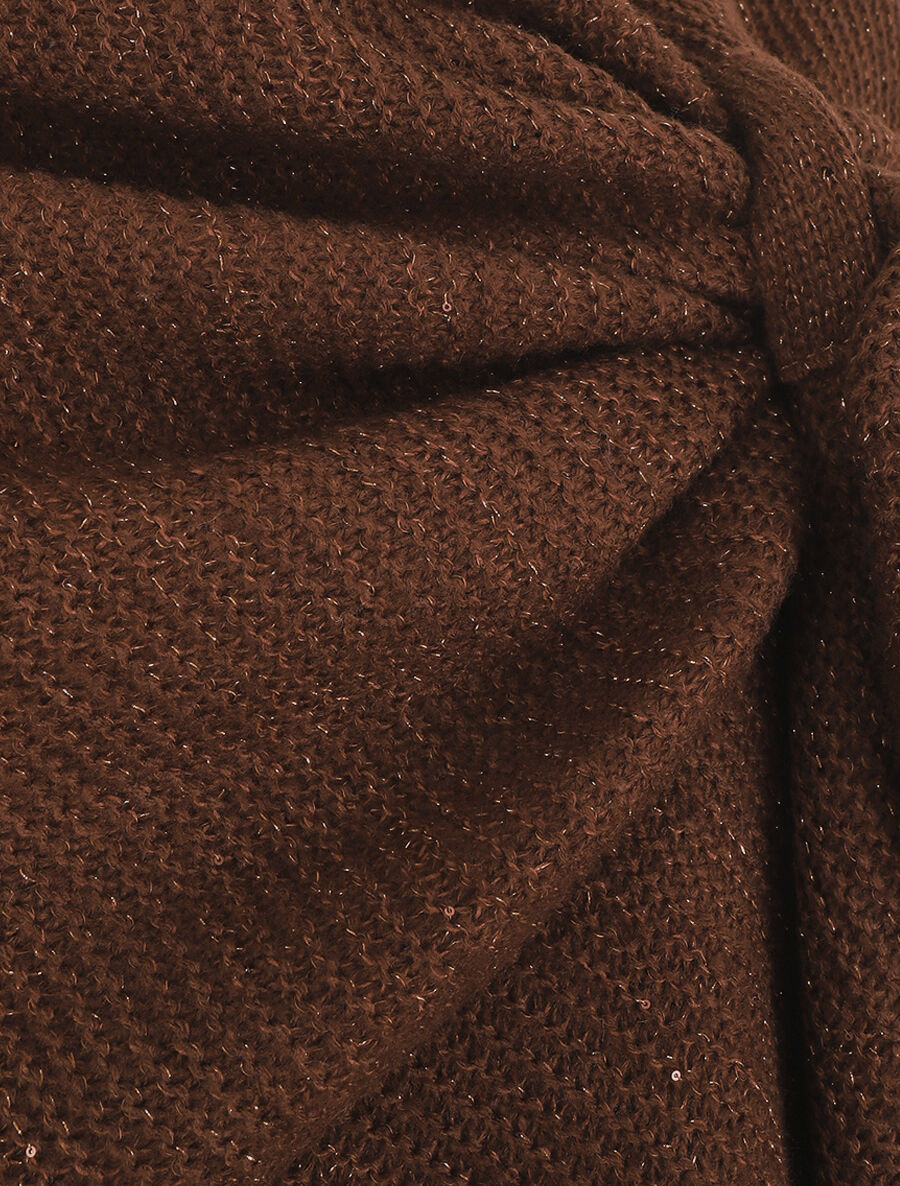 Châle en maille à paillettes - Marron - 4