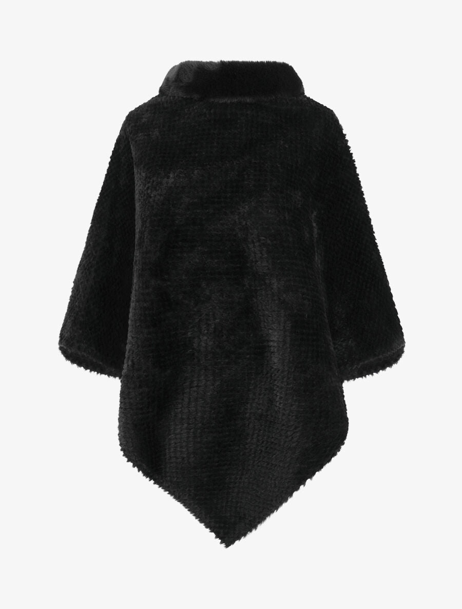 Poncho uni à motif quadrillé - Noir - 1