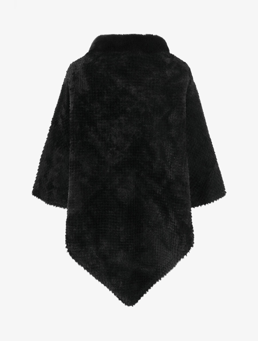 Poncho uni à motif quadrillé - Noir - 2