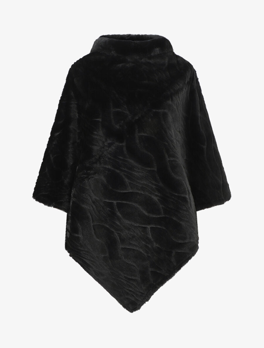 Poncho uni à motif gaphique - Noir - 4