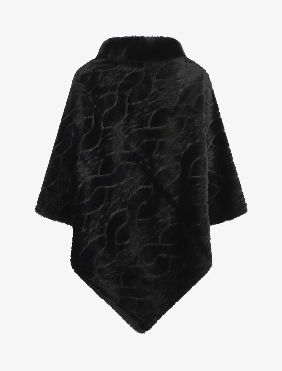 Poncho uni à motif gaphique - Noir - 2