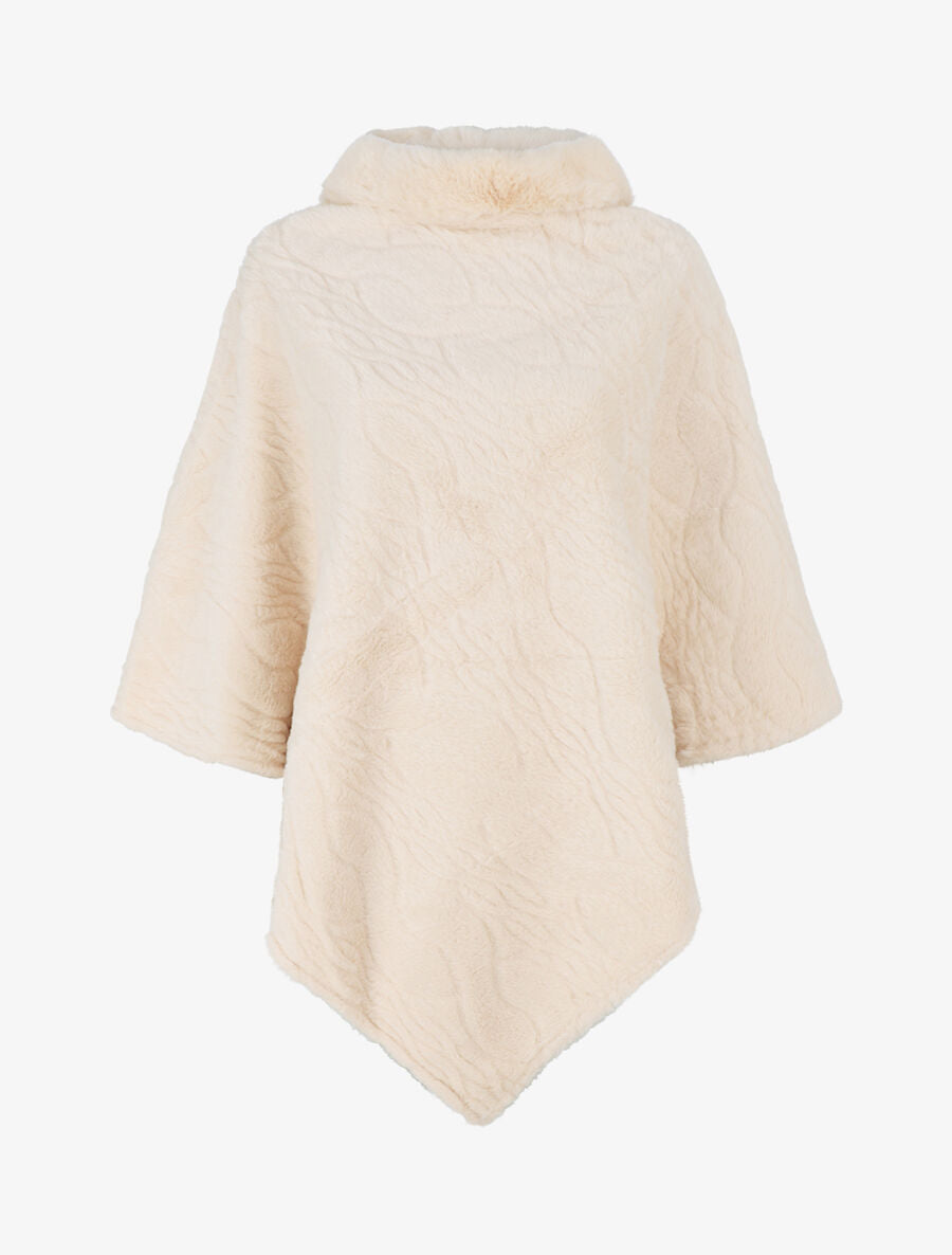 Poncho uni à motif gaphique - Beige - 4