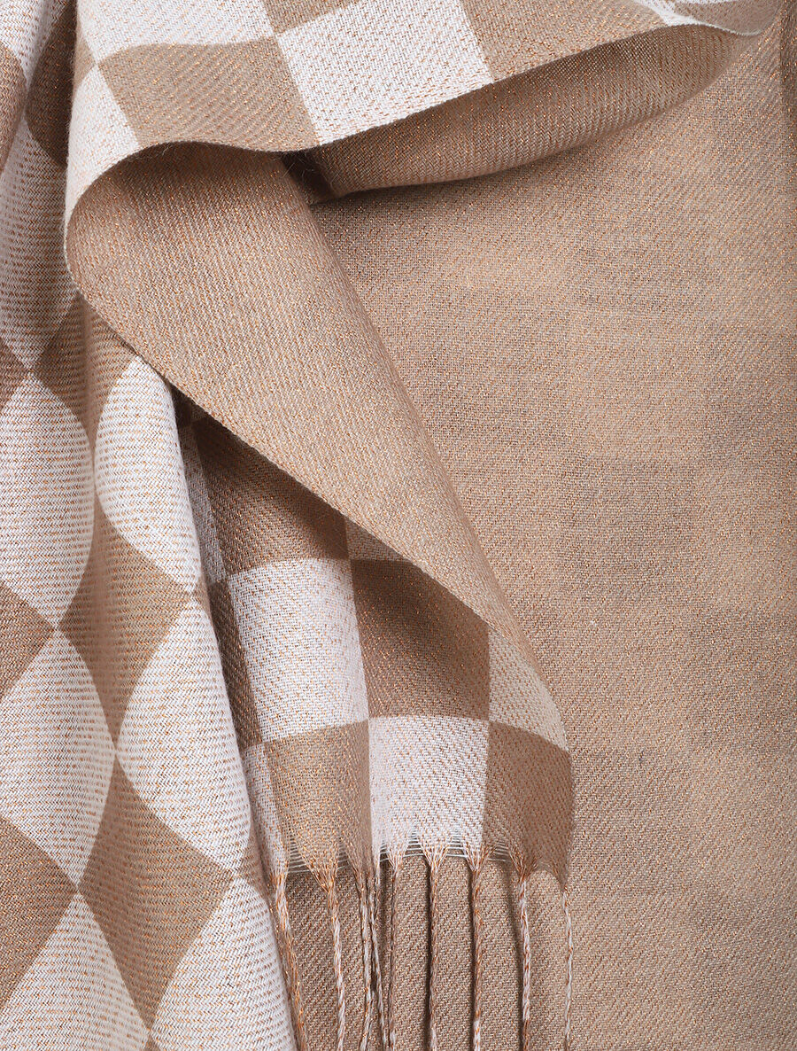 Echarpe motif damier - Beige - 3