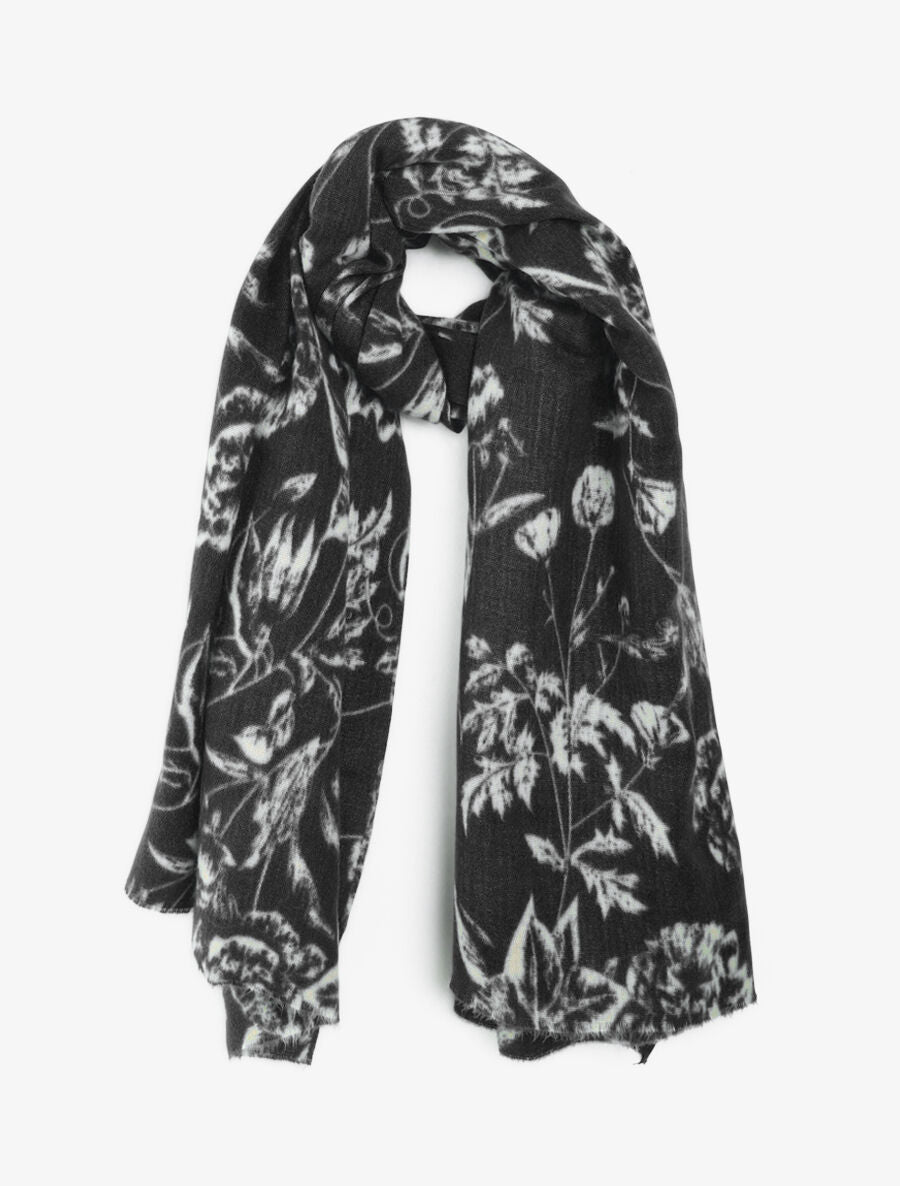 Echarpe à motif floral - Noir - 1