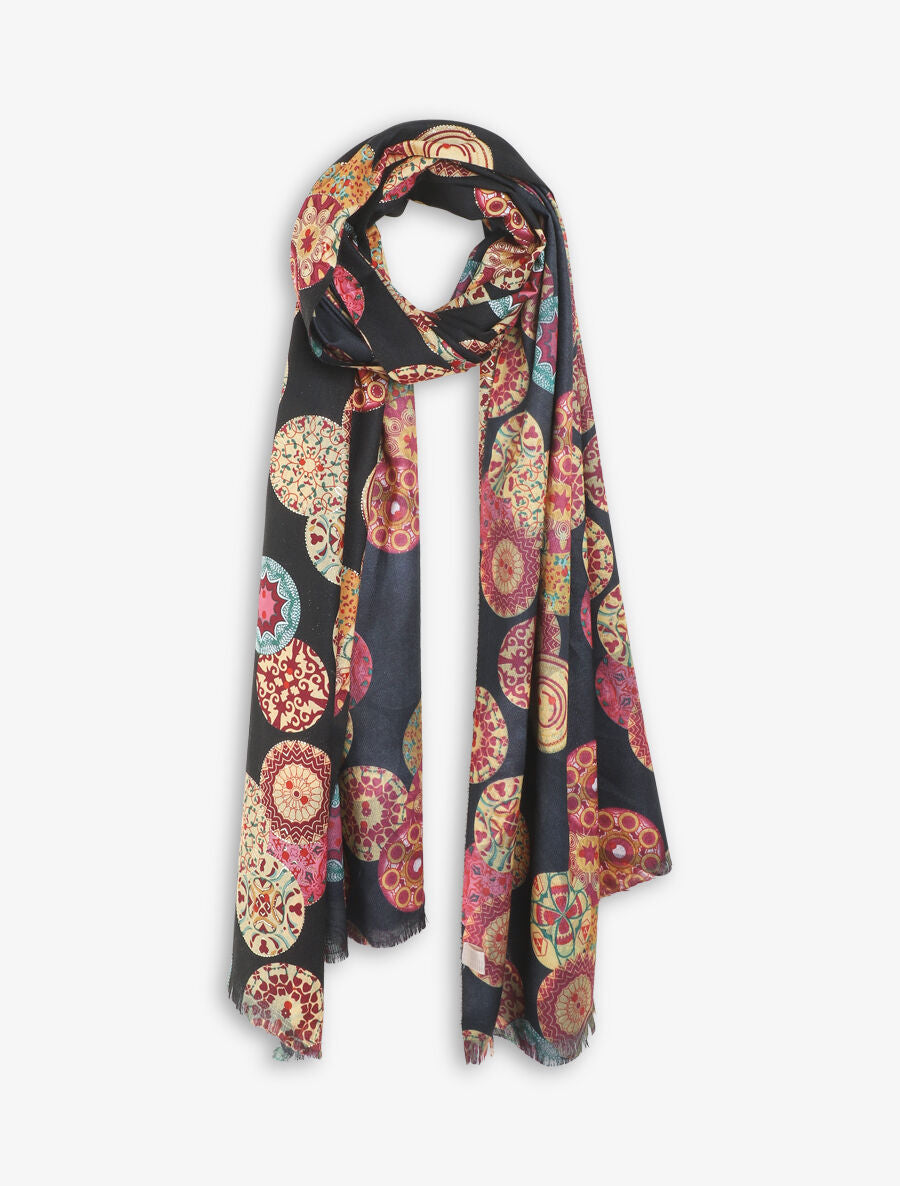 Foulard à imprimé rosaces irisées - Noir - 4