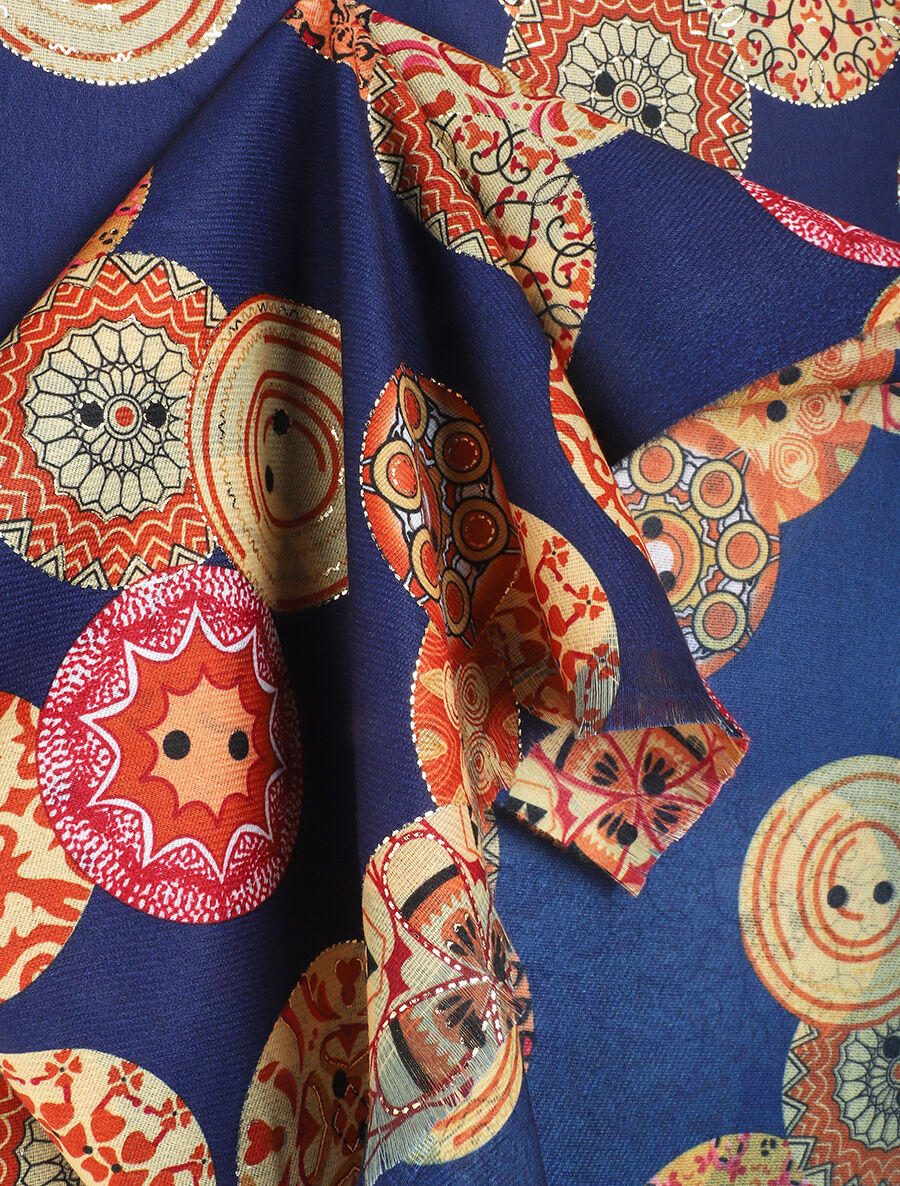 Foulard à imprimé rosaces irisées - Marine - 3