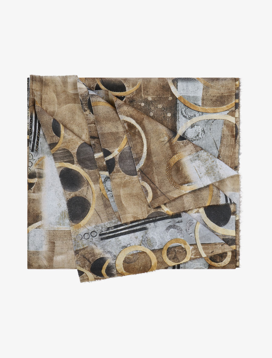 Foulard à imprimé peinture abstraite - Taupe - 2