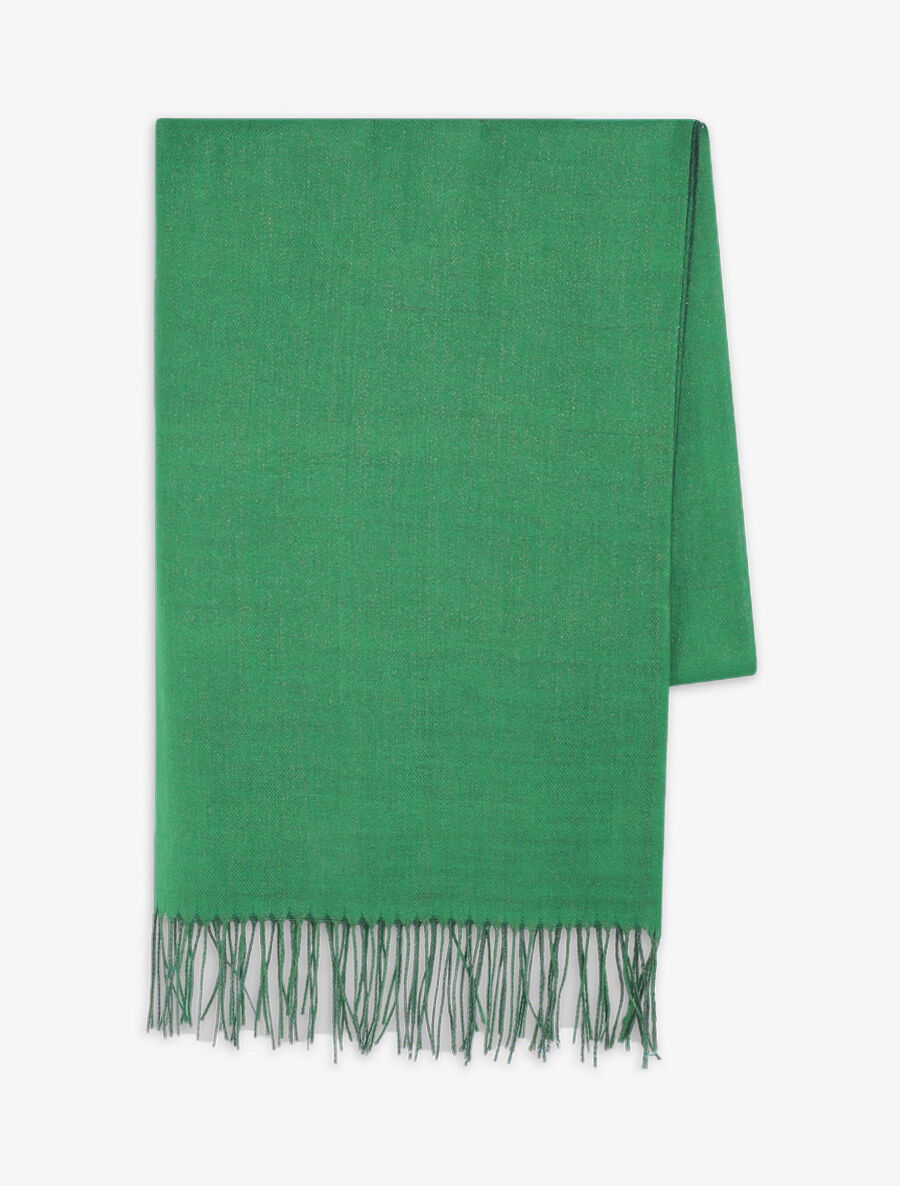 Foulard uni irisé à bords frangés - Vert - 2