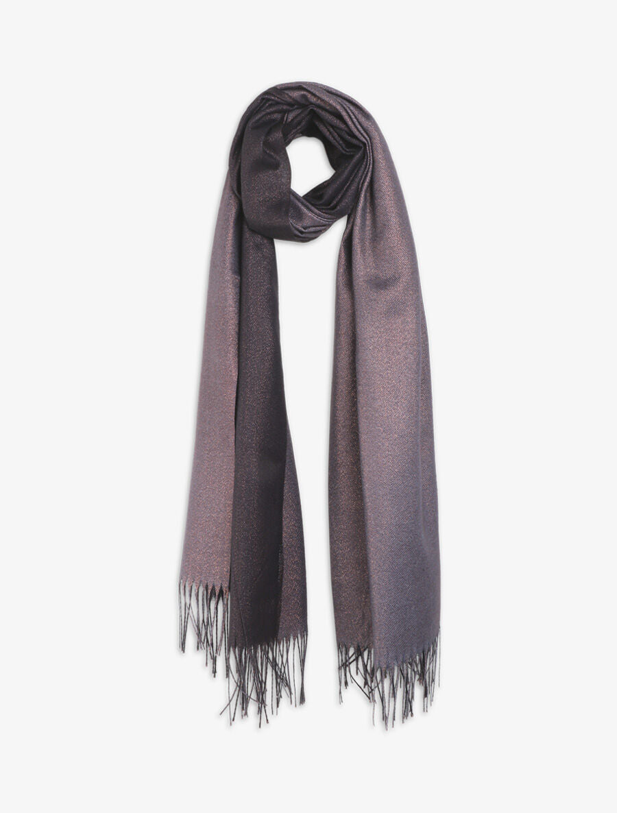 Foulard uni irisé à bords frangés - Noir - 4