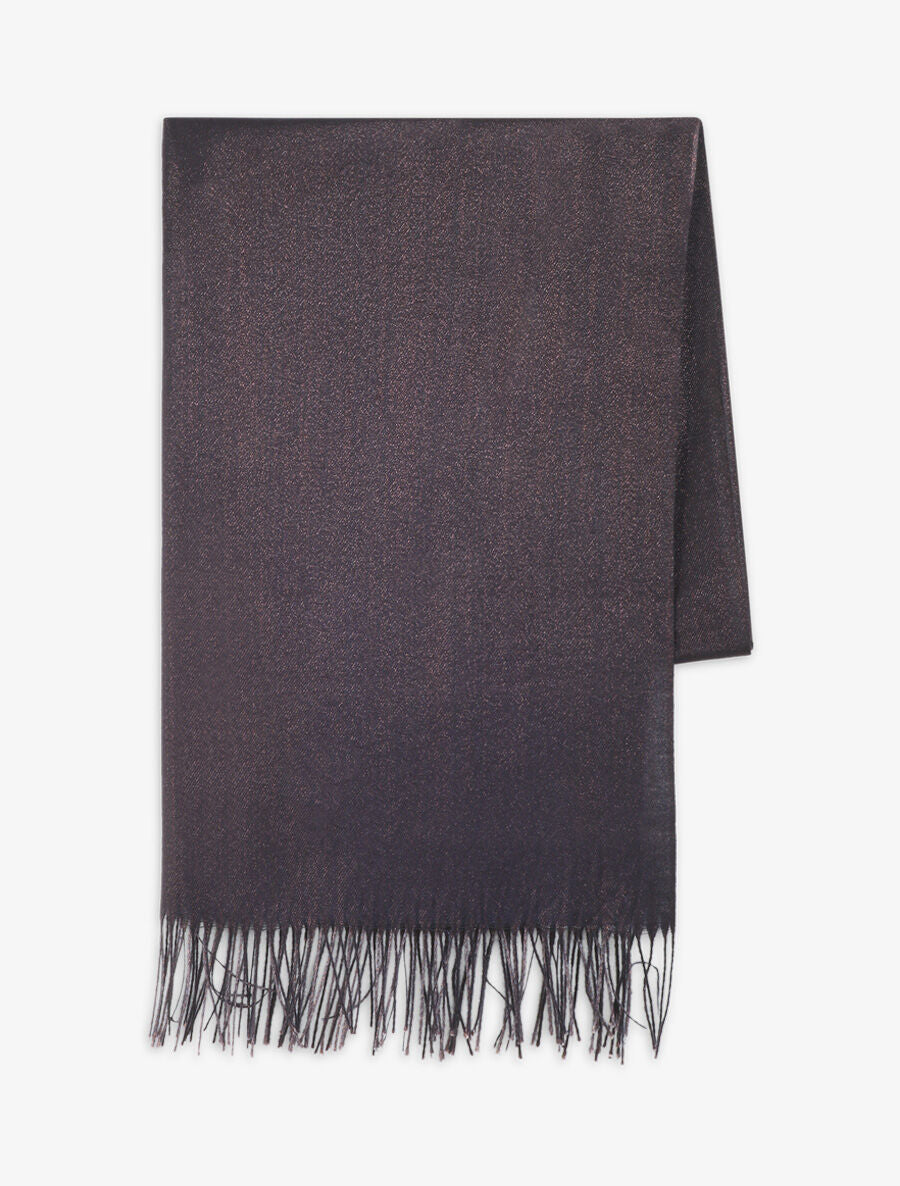 Foulard uni irisé à bords frangés - Noir - 2