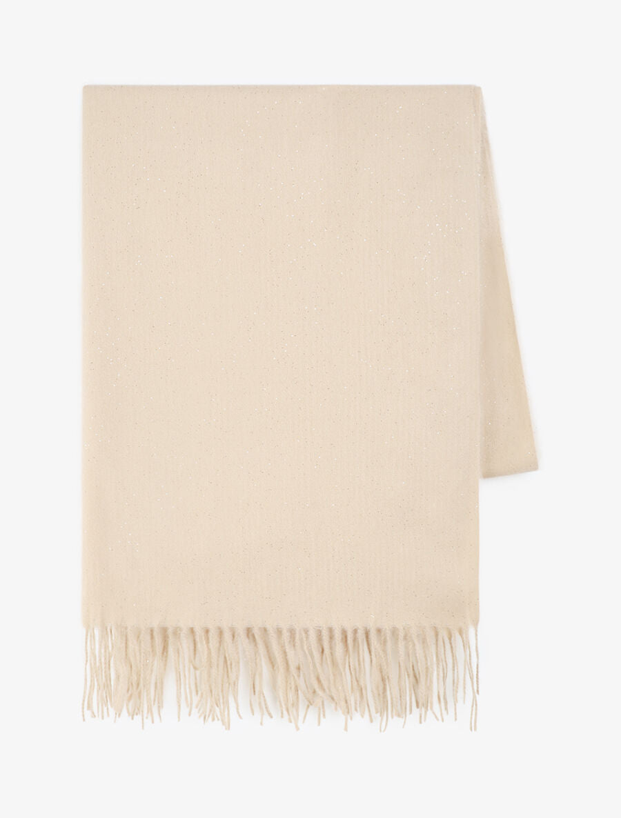 Echarpe unie irisée à bords frangés - Beige - 2