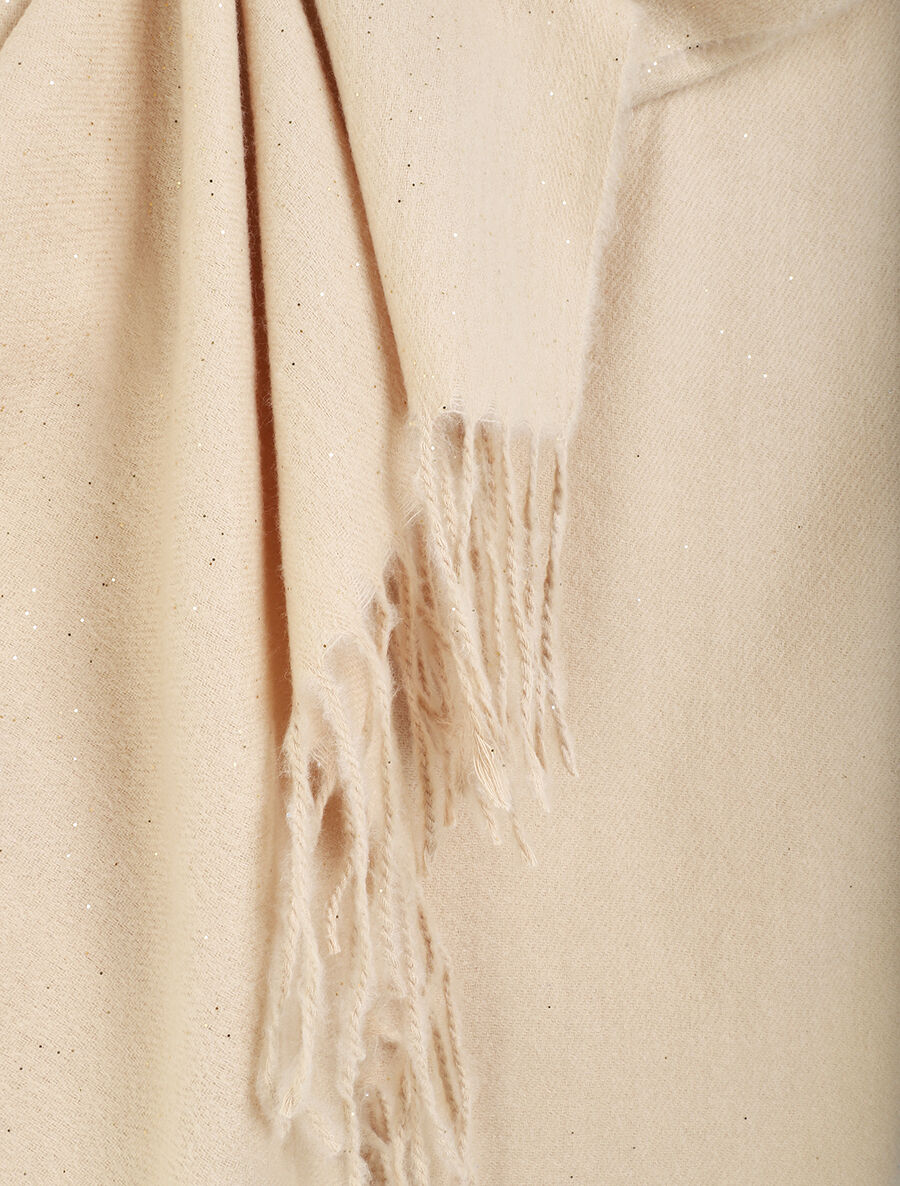 Echarpe unie irisée à bords frangés - Beige - 3