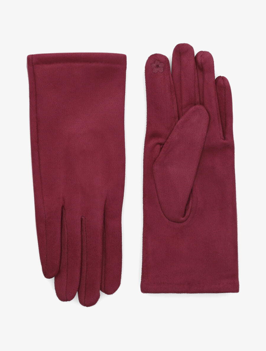 Gants unis en suédine - Bordeaux - 2