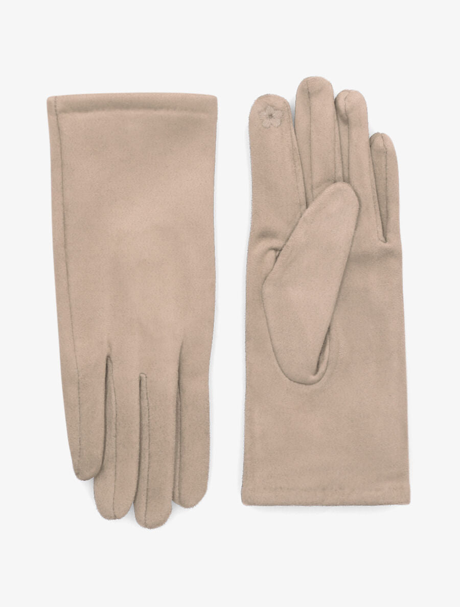 Gants unis en suédine - Beige - 2