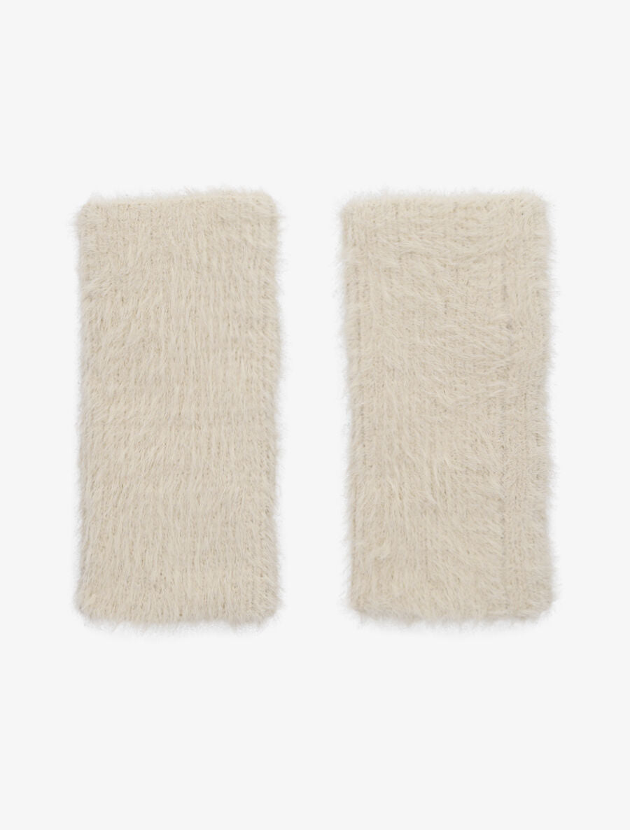 Mitaines en maille duveteuse - Beige - 1