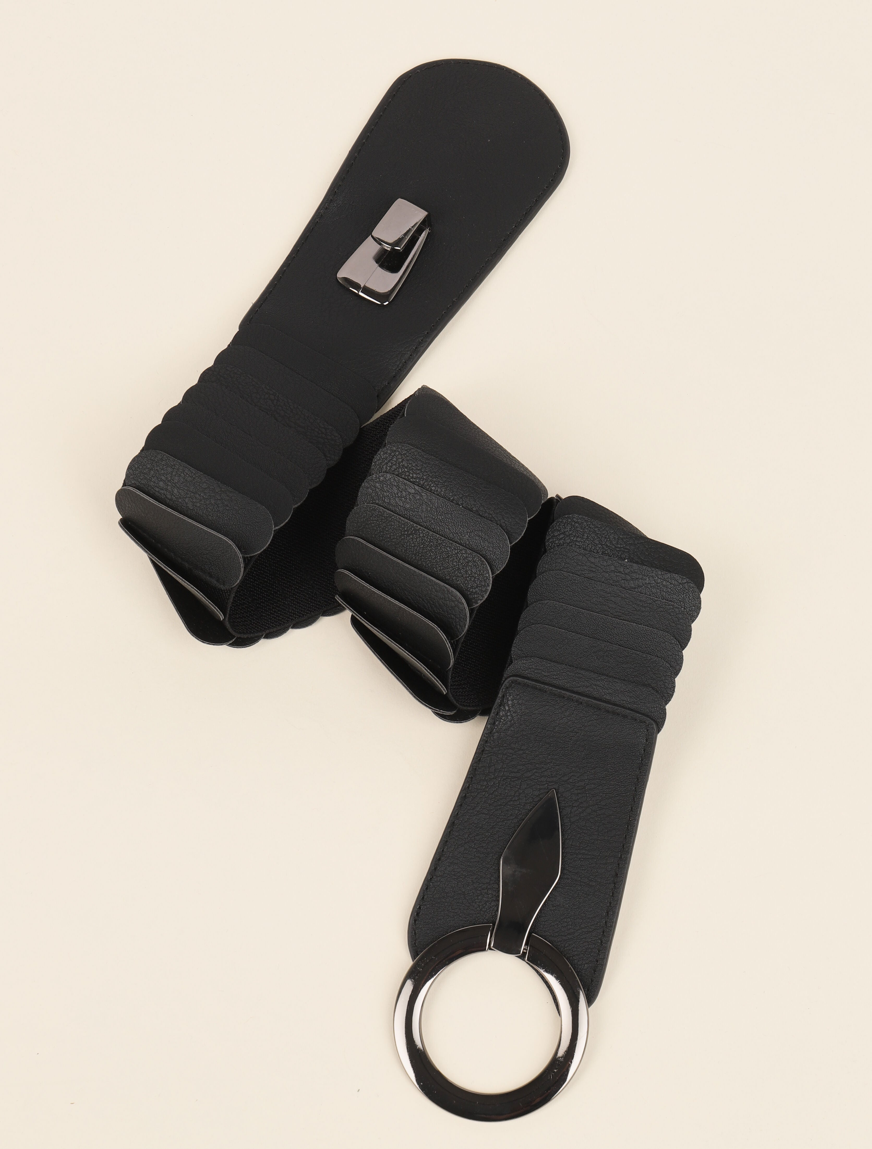 Ceinture à empiècements en simili - Noir - 2