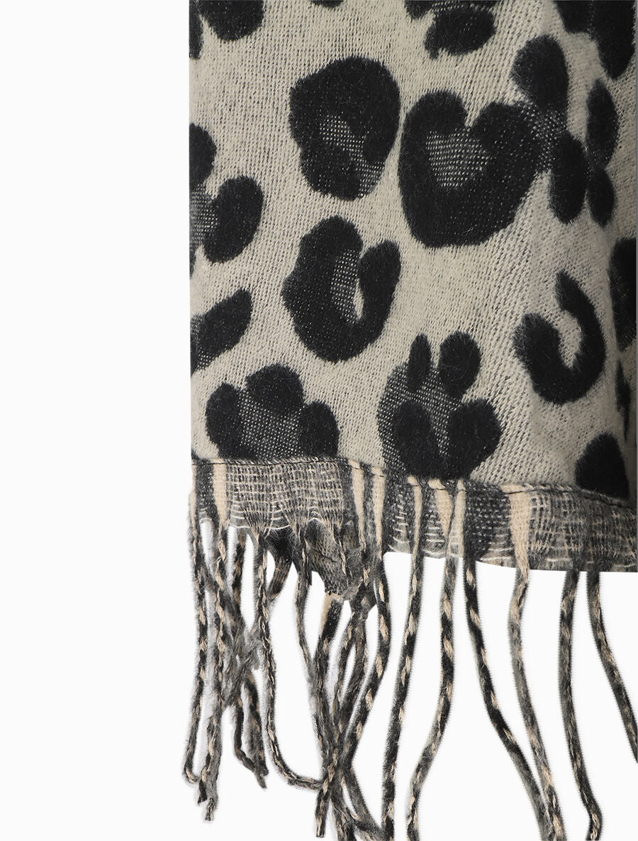 Châle motif léopard - Noir - 3