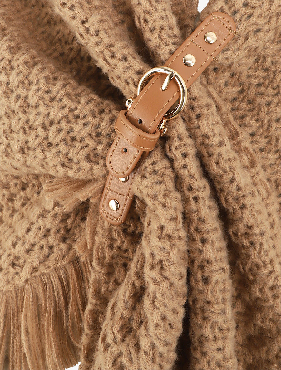 Châle uni en maille - Taupe - 3