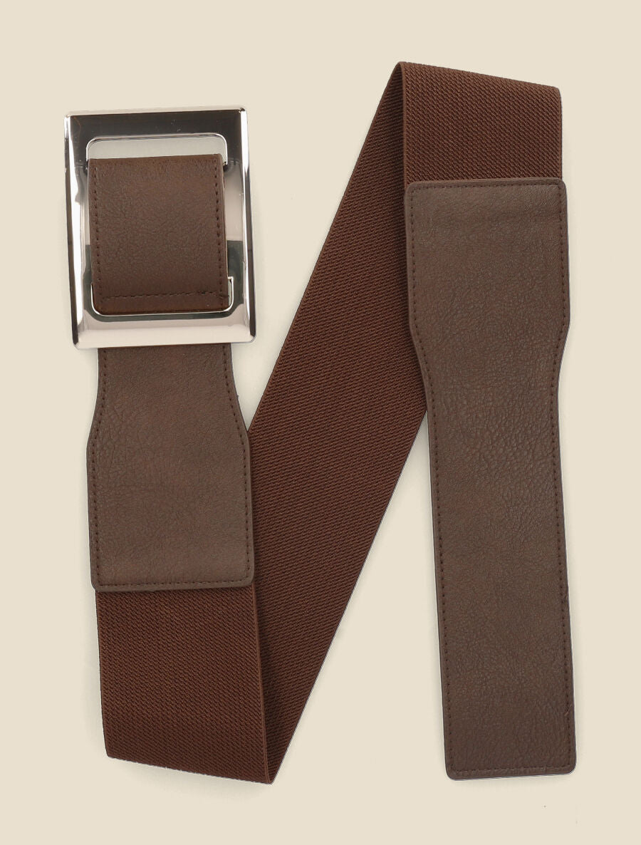 Ceinture élastiquée à boucle interlock - Marron - 2