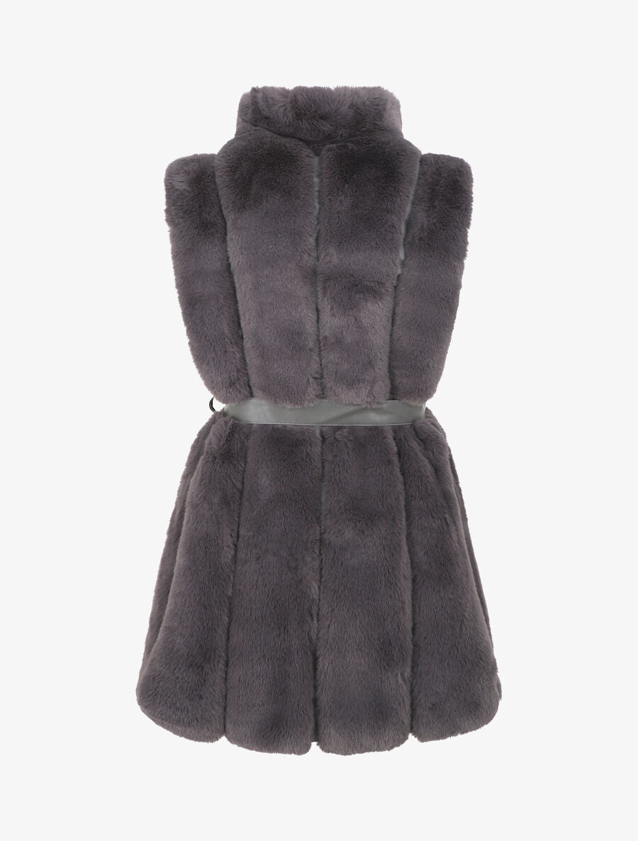 Veste longue ceinturée et zippée - Gris - 2