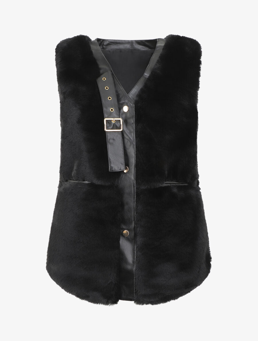 Veste sans manches à sangle décoratif - Noir - 1