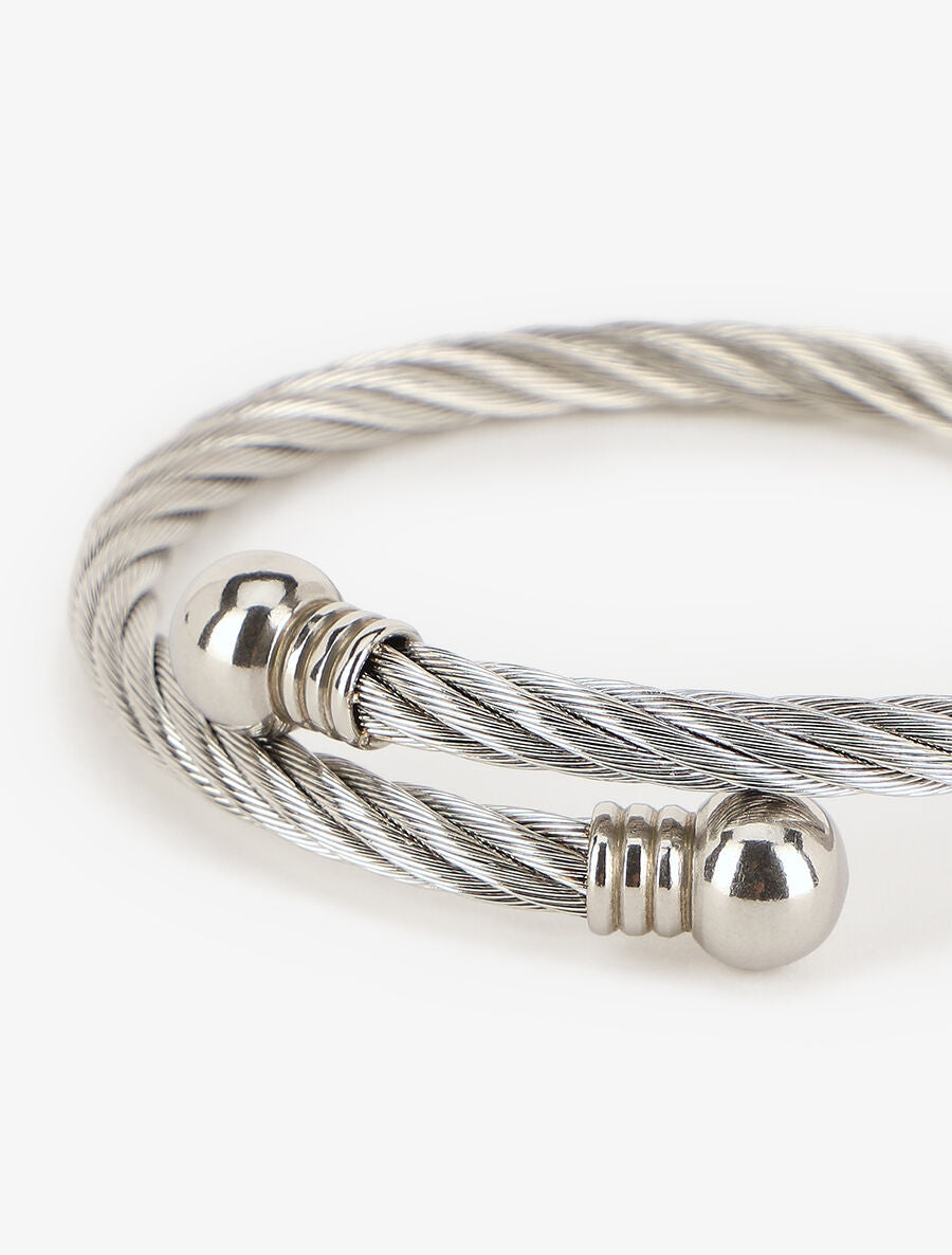 Jonc style corde torsadée - Argent - 3