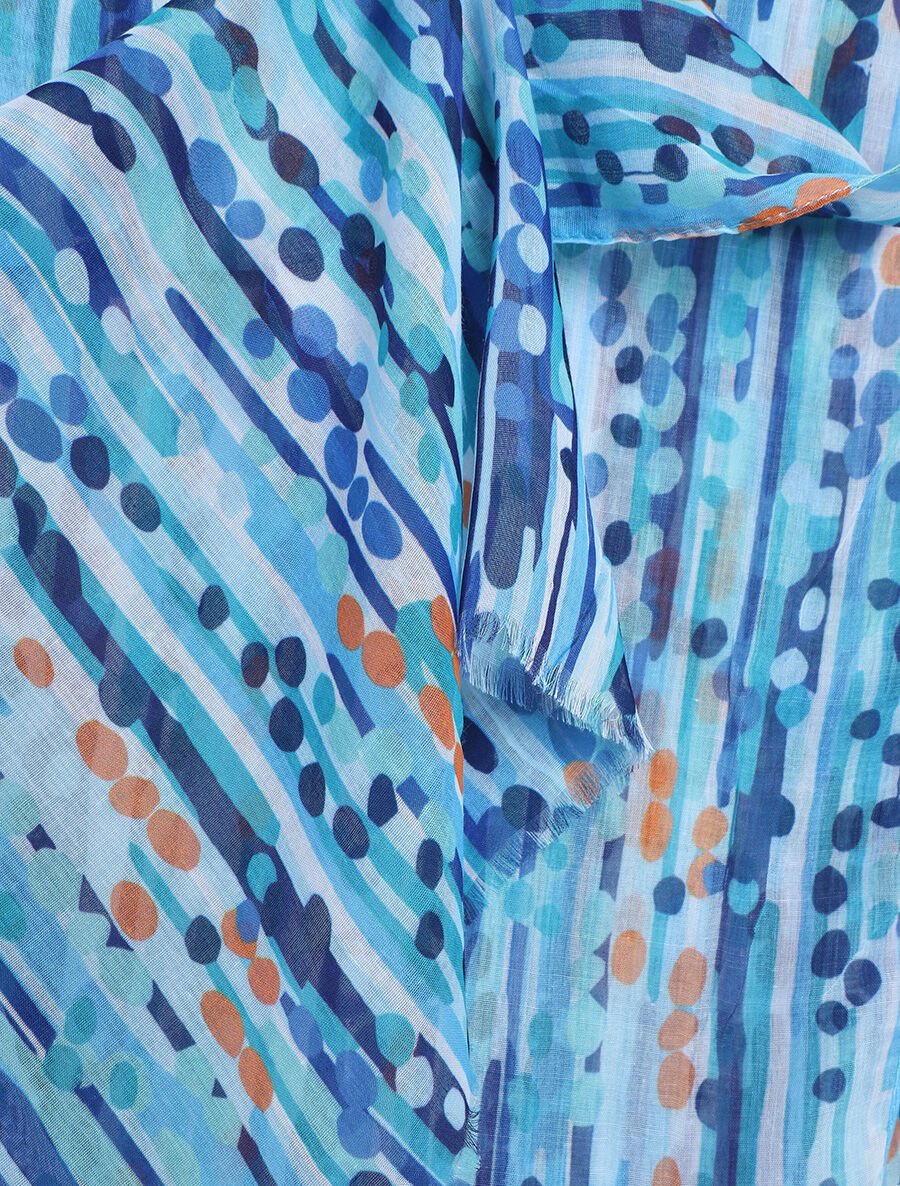 Foulard à imprimé fantaisie - Bleu - 3