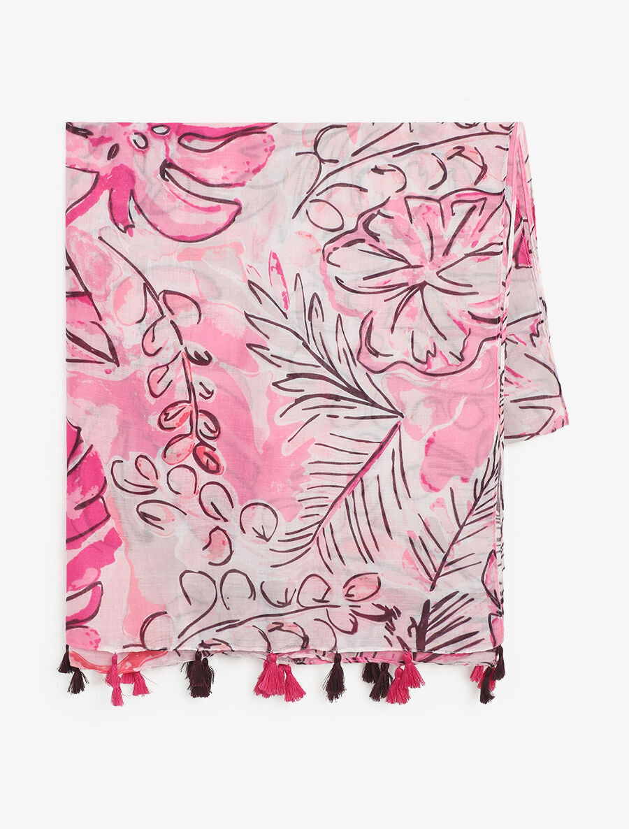 Foulard à imprimé grandes feuilles - Rose - 2