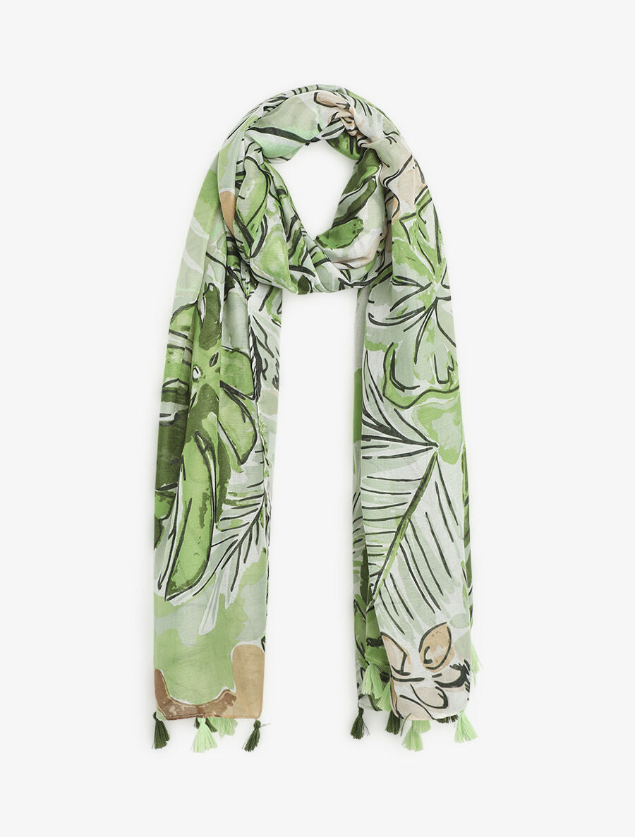 Foulard à imprimé grandes feuilles - Vert - 4