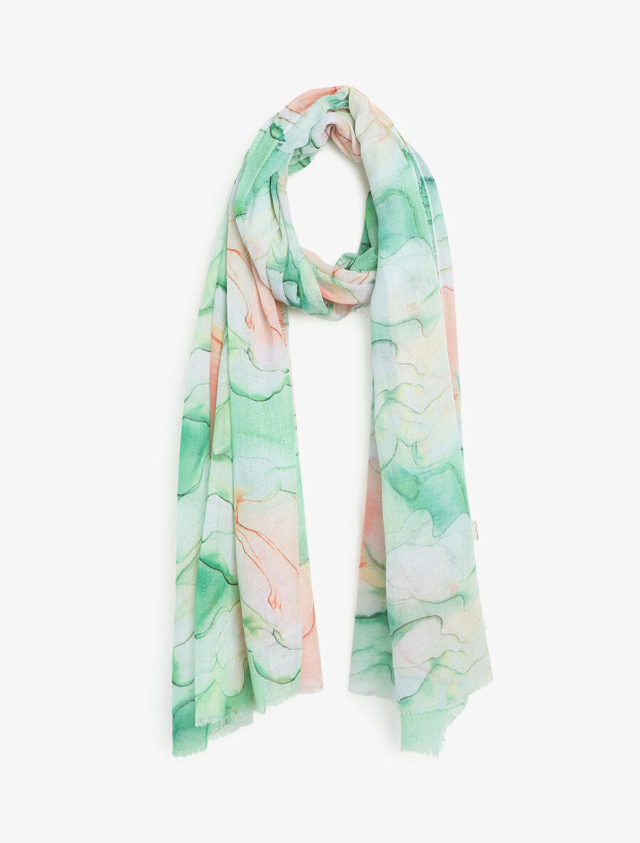Foulard imprimé marbre - Vert - 4
