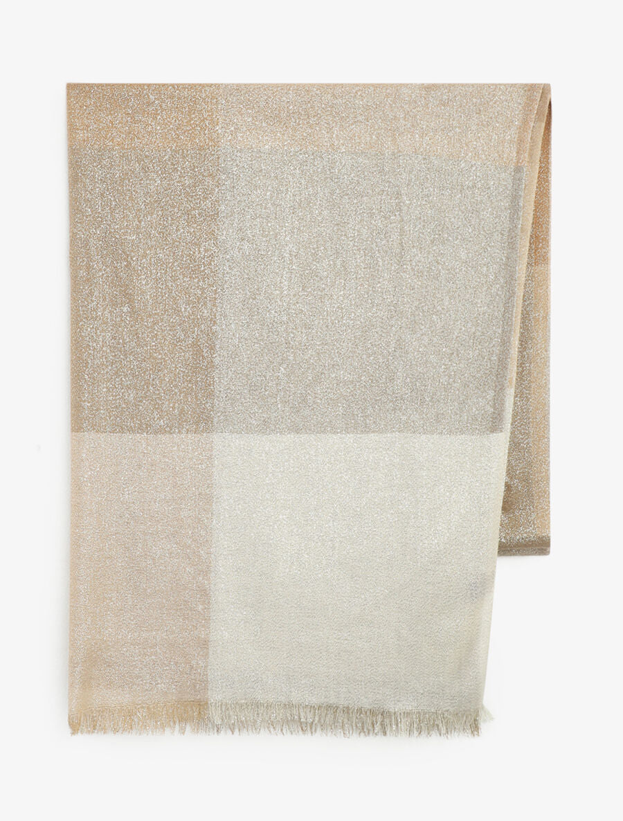 Foulard irisé à grands carreaux - Beige - 2
