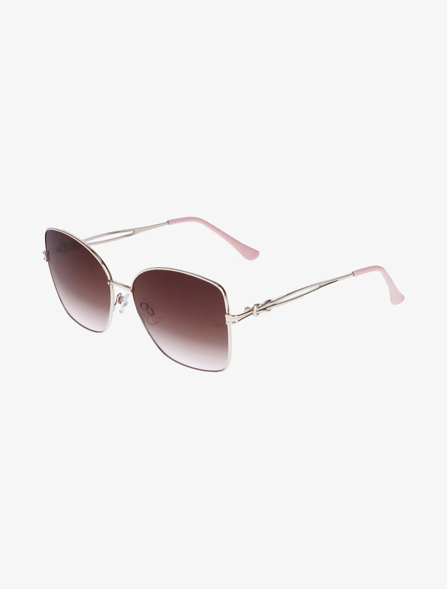 Lunettes de soleil à branches métalliques - Marron/or/rose - 1