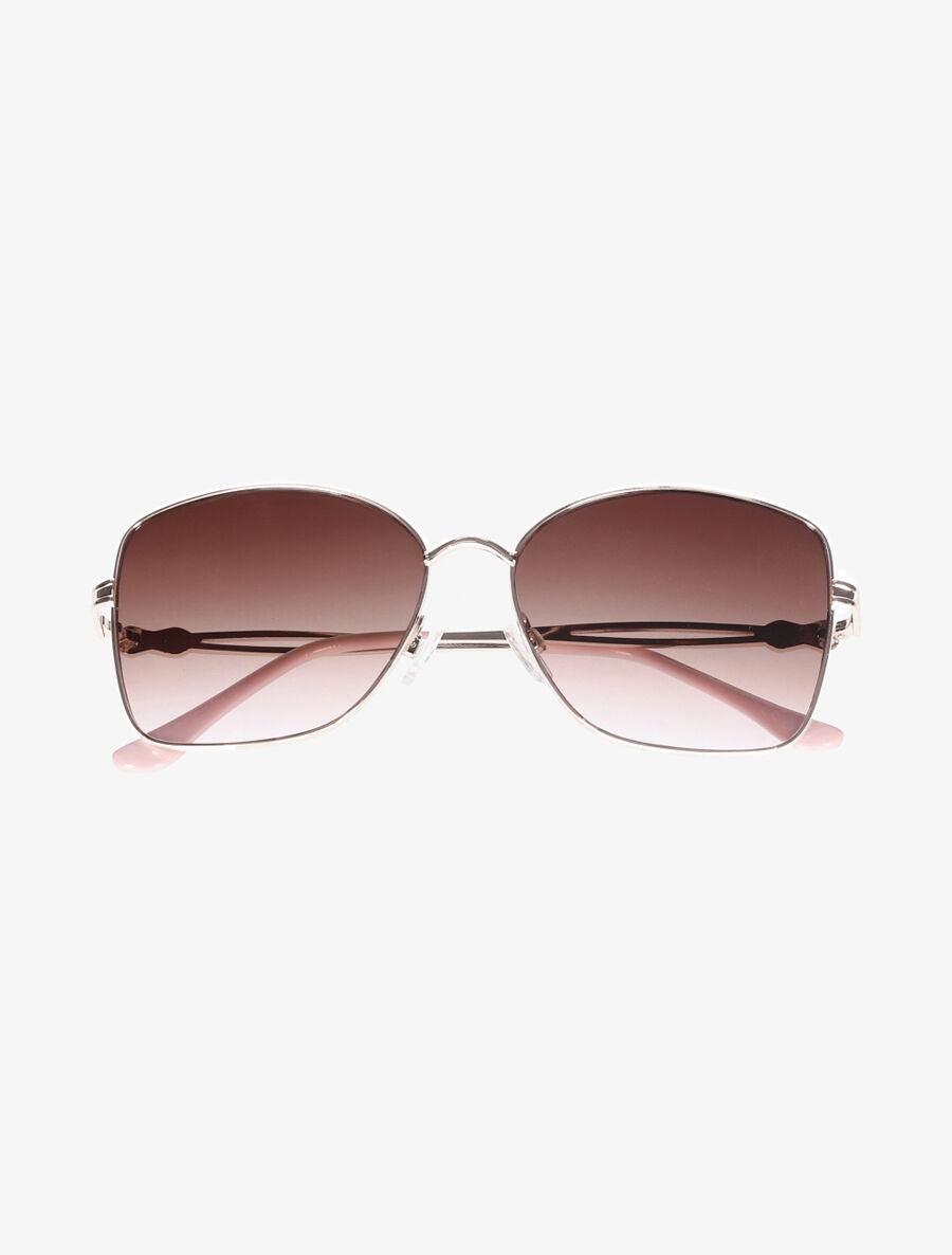 Lunettes de soleil à branches métalliques - Marron/or/rose - 2