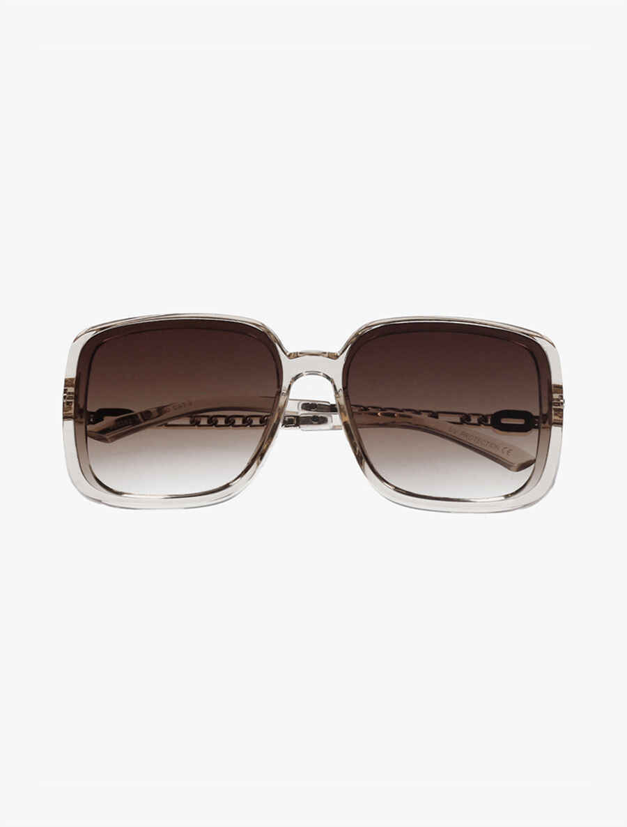 Lunettes de soleil oversize branches fantaisies - Beige - 2