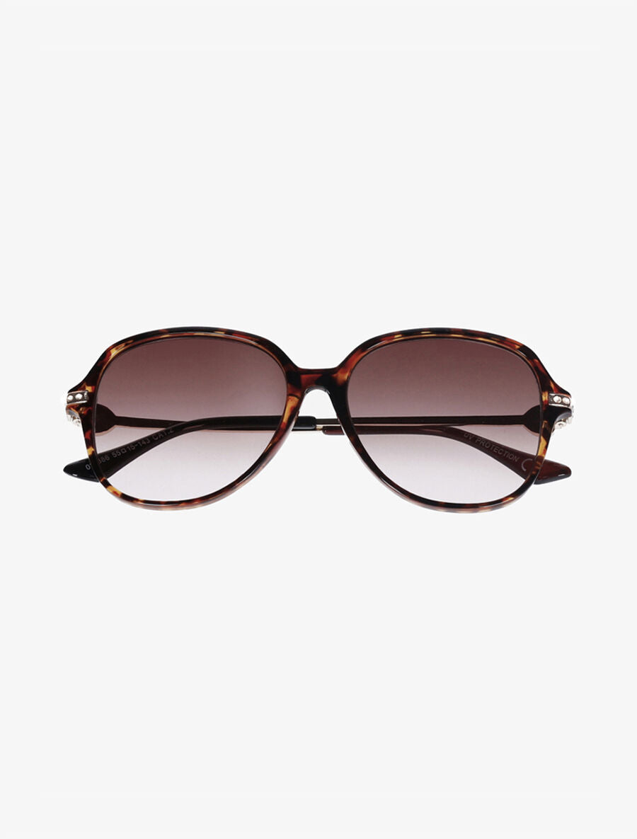 Lunettes de soleil oversize à strass - Marron - 2