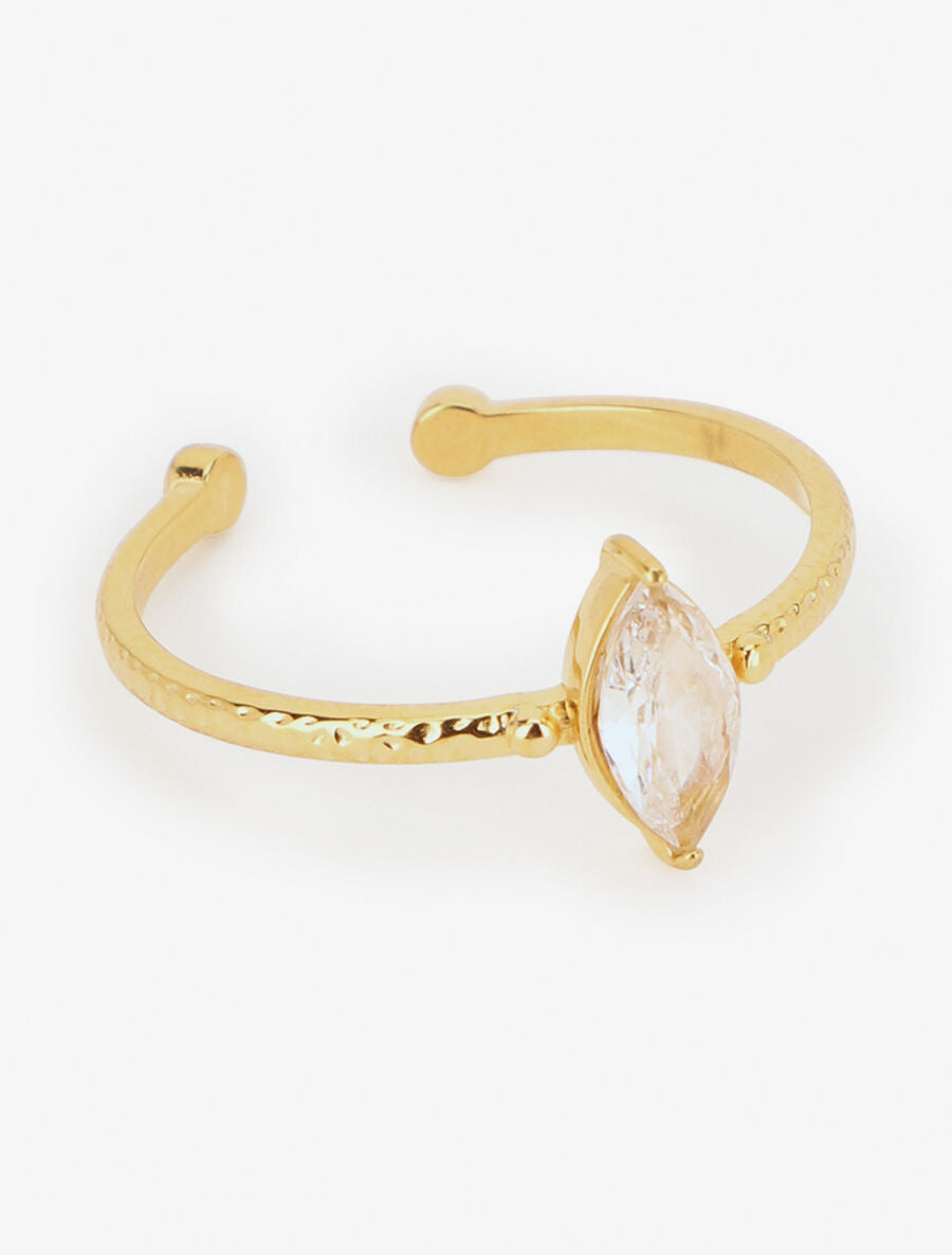 Bague ajustable à pierre marquise - Or - 2